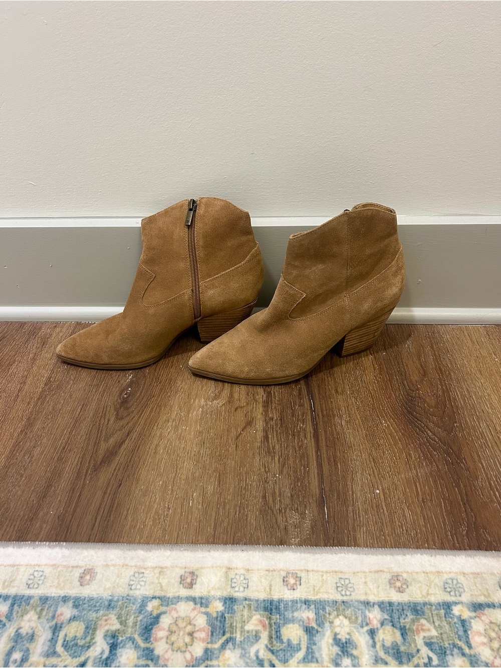 Women's Tan Suede Ankle Booties - Classic Western Style